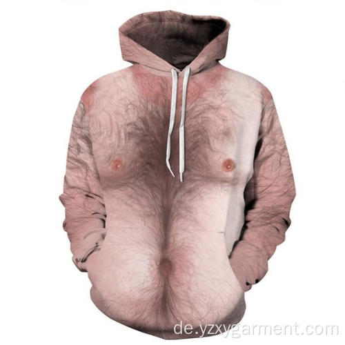 Nackter Körper mit Haaren 3D-Druck Hoodie